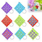 WAVATA 8 adet Tic Tac Toe anahtarlık, Tic Tac Mini anahtarlık, mini Tic Tac Toe kolye ucu, Tic Tac Toe oyun dekorasyonu, mini sırt çantası, doğum günü, erkek ve kız çocukları için (kırmızı, mavi,