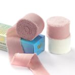 Waylipun 3 rulo şifon ipekli ipek bant, 3 cm x 6,4 m hediye bandı, dekoratif bant, kurdele bandı, kendin yap hediye paketleri, el işi, düğün, gelin buketi için (pembe ve krem beyaz)