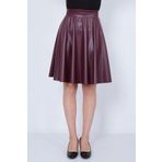 WAYS Kadın Bordo Kloş Suni Deri Etek Faux Leather