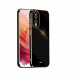 WBWONE Honor 90 için Yumuşak TPU Kılıf, İnce Kaymaz Esnek Koruyucu Darbe Emici Altın Bordür Kaplama Telefon Kılıfı Tampon - Siyah