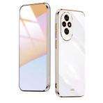 WBWONE Huawei Honor 200 için Yumuşak TPU Kılıf, İnce Kaymaz Esnek Koruyucu Darbe Emici Altın Kenar Kaplama Telefon Kılıfı Tampon - Beyaz
