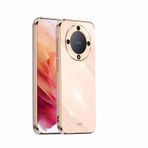 WBWONE Huawei Honor Magic 6 Lite / Magic6 Lite için Yumuşak TPU Kılıf, İnce Kaymaz Esnek Koruyucu Darbe Emici Altın Kenar Kaplama Telefon Kılıfı Tampon - Pembe