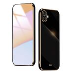 WBWONE Samsung Galaxy A06 için Yumuşak TPU Kılıf, İnce Kaymaz Esnek Koruyucu Darbe Emici Altın Kenar Kaplama Telefon Kılıfı Tampon - Siyah