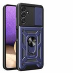 WBWONE Samsung Galaxy A55 5G için Kılıf, Darbeye Dayanıklı TPU/PC Kılıfı, 360° Dönen Halka Destek Çubuğu ve Sürgülü Kamera Kapağı, Çizilmez Telefon Kabuğu, Mavi