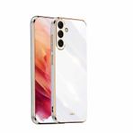 WBWONE Samsung Galaxy A55 5G için Yumuşak TPU Kılıf, İnce Kaymaz Esnek Koruyucu Darbe Emici Altın Kenar Kaplama Telefon Kılıfı Tampon - Beyaz