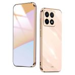 WBWONE Xiaomi 14T Pro 5G için Yumuşak TPU Kılıf, İnce Kaymaz Esnek Koruyucu Darbe Emici Altın Bordür Kaplama Telefon Kılıfı Tampon - Pembe