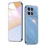 WBWONE Xiaomi Poco X6 Pro Kılıfı için Yumuşak TPU Kılıf, İnce Kaymaz Esnek Koruyucu Darbe Emici Altın Bordür Kaplama Telefon Kılıfı Tampon - Mavi