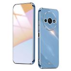 WBWONE Xiaomi Redmi A3 için Yumuşak TPU Kılıf, İnce Kaymaz Esnek Koruyucu Darbe Emici Altın Bordür Kaplama Telefon Kılıfı Tampon - Mavi