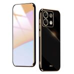 WBWONE Xiaomi Redmi Note 13 4G için Yumuşak TPU Kılıf, İnce Kaymaz Esnek Koruyucu Darbe Emici Altın Kenar Kaplama Telefon Kılıfı Tampon - Siyah
