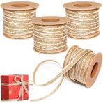 WBYNB Jüt çuval bezi bant, 4 rulo dekoratif bant, çuval bezi bant, 5 mm jüt Hessen bandı, rulo, 10 m rulo, jüt bant, el işi bandı, kendin yap el sanatları, hediye paketi, düğün, parti, ev için