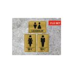 Wc Bay Lavabolar Yönlendirme Yazısı Metal Levha Gold Renk 3 Lü Set