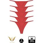 wcreas Kadın Ipli Tanga, Pamuklu Yumuşak Kumaş G-String Tanga 5'li Paket - Bordo