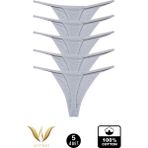 wcreas Kadın Ipli Tanga, Pamuklu Yumuşak Kumaş G-String Tanga 5\'li Paket - Gri
