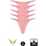 wcreas Kadın Ipli Tanga, Pamuklu Yumuşak Kumaş G-String Tanga 5\'li Paket - Somon