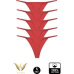 wcreas Kadın Ipli Tanga, Pamuklu Yumuşak Kumaş G-String Tanga 5\'li Paket - XL - Bordo