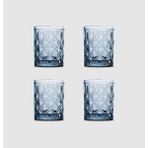 Wd Lifestyle Dubai Line Rölyef Süslemeli 4'lü Cam Su Bardağı Seti Mavi - 300 ml