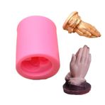 WDC WonDerfulC 3D Eller Dua Eden Bereketi Silikon Kalıplar Yaratıcı Mum Yapımı Avuç İçi Silikon Kalıp Aromaterapi Alçı Sabun Kil Reçine Kalıp, Pembe (2519)