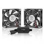 Wderair Mini 80mm USB Bilgisayar PC Kasa Soğutma 5 V Powered Fan (Sessiz), Kabine Soğutucu Fan Hız Kontrolörü ile (2 in1 Paket)