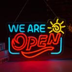 We Are Open Neon Sign İş için Açık İşaret Akıllı fiş zamanlayıcı uyumlu USB ile Çalışan Vitrin Pencere Cam Kapı Mağaza Mağaza Çiçekçiler Bar Salon Kafeler Restoran Barlar (40 x 25 cm)