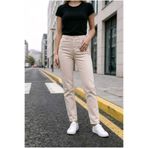 we-rayss Yeni Sezon Mom Paça Likralı Kadın Jeans-Pantolon Krem Renk