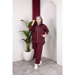 Weak Blue Oversize Kapüşonlu Eşofman Takımı Tesettür Spor Takım – Bordo Renk