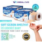 Wealtivo Premium Soft Silikon Yara Izi Bandı 2’li Set 3 M – 2,5 cm Genişlik, Ameliyat/sezaryen/skar