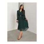 Wear Up Kadın şifon Kumaş Astalı Kloş Kesim Kruvaze Yaka Midi Boy Elbise