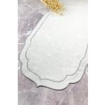 WEARE2 Gümüş Gri Renkli Çift Sargı Nakışlı 40x140 Cm Keten Efektli Runner