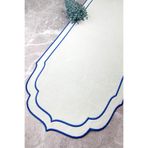 WEARE2 Mavi Renkli Çift Sargı Nakışlı 40x140 Cm Keten Efektli Runner