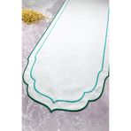 WEARE2 Yeşil ve Turkuaz Renkli Pip Studio Uyumlu Çift Sargı Nakışlı 40x140 Cm Keten Efektli Runner