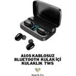 Wearfitpro A10S Kablosuz Bluetooth 5.0 Şarj Göstergesi Ekranlı Kulak Içi Kulaklık - Siyah