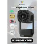 Wearfitpro K2 Powerbank Şarjlı 4K Çözünürlük Android Projeksyion Cihazı 5g Wifi Destekli Full Hd Projektör - Siyah