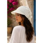 Wearflawless Beyaz Kadın Safari Bağlamalı Siperli Bandana Şapka, Yazlık Güneşlik Şapka Plaj Deniz Vizör Şapka