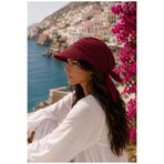 Wearflawless Bordo Safari Bağlamalı Siperli Bandana Şapka, Yazlık Güneşlik Şapka Plaj Deniz Vizör Şapka