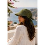 Wearflawless Haki Kadın Safari Bağlamalı Siperli Bandana Şapka, Yazlık Güneşlik Şapka Plaj Deniz Vizör Şapka