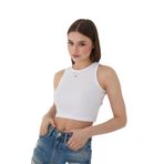 Wearflawless Halter Yaka Fitilli Crop Atlet Bluz (Beyaz, L)