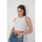 Wearflawless Halter Yaka Fitilli Crop Atlet Bluz (Beyaz, M)