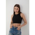 Wearflawless Halter Yaka Fitilli Crop Atlet Bluz (Siyah, S)