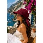 Wearflawless Kadın Bordo Safari Bağlamalı Siperli Saç Bandanası, Vizör Şapka, Trend YazlıkPlaj Bandanası