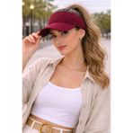 Wearflawless Kadın Bordo Vizör Şapka, Yazlık Spor Üstü Açık Esnek şapka, Plaj Şapkası, Tenis Şapkası,