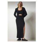 Wearflawless Kadın Hırka Atlet Etek Triko 3'lü Takım siyah Standart