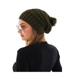 Wearflawless Kadın Kalın Örgü Ponponlu Bere Haki Standart
