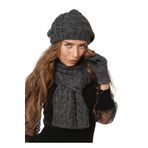 Wearflawless Kadın Kışlık 3'lü Atkı, Bere ve Eldiven Takımı Antrasit Standart