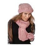 Wearflawless Kadın Kışlık 3'lü Atkı, Bere ve Eldiven Takımı Pembe Standart