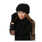 Wearflawless Kadın Kışlık 3'lü Atkı, Bere Ve Eldiven Takımı Siyah Standart