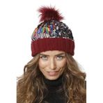 Wearflawless Kadın Kışlık Bere, Yumuşak Akrilik, Ponponlu, Triko Örgü, Düz Desen Ponponlu Bere (Bordo Simli, Standart)