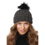 Wearflawless Kadın Kışlık Bere, Yumuşak Akrilik, Ponponlu, Triko Örgü, Düz Desen Ponponlu Bere (Füme, Standart)