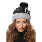 Wearflawless Kadın Kışlık Bere, Yumuşak Akrilik, Ponponlu, Triko Örgü, Düz Desen Ponponlu Bere (Gri Simli, Standart)