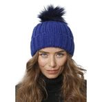 Wearflawless Kadın Kışlık Bere, Yumuşak Akrilik, Ponponlu, Triko Örgü, Düz Desen Ponponlu Bere (Mavi, Standart)