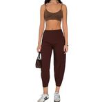 Wearflawless Kadın Scuba Crep Kumaş Beli Lastikli Şalvar Model Balon Pantolon (Kahverengi, S)